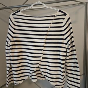 SEZANE Striped Sweater Or Blouse in Navy and White.